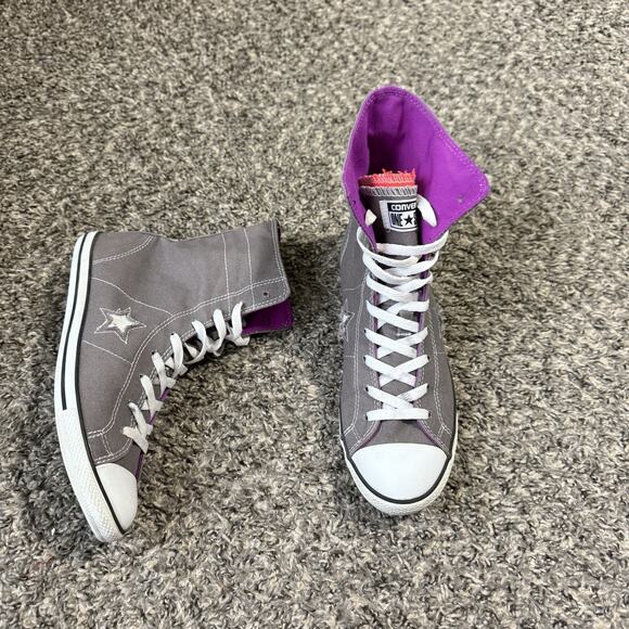 Converse One Star Shoes Womens 8.5 High Top Retro Gray Purple Classic Sneakers - Picture 1 of 8